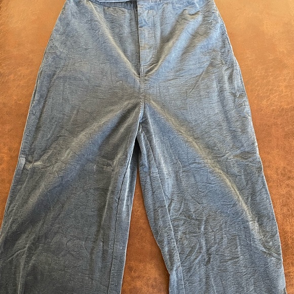 Saint Geraldine Blue Corduroy High-Waisted Flare Pants - Picture 6 of 6